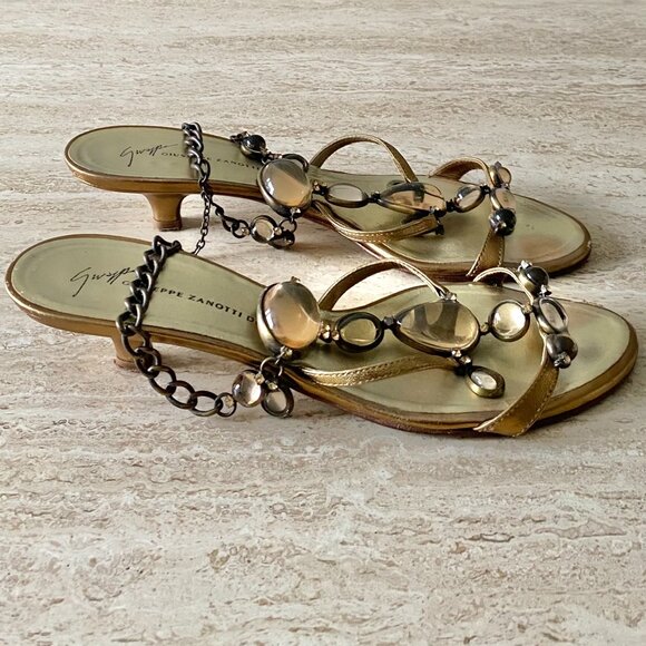 Vintage Giuseppe Zanotti Stone Strap Kitten Heel Sandals - Picture 5 of 9